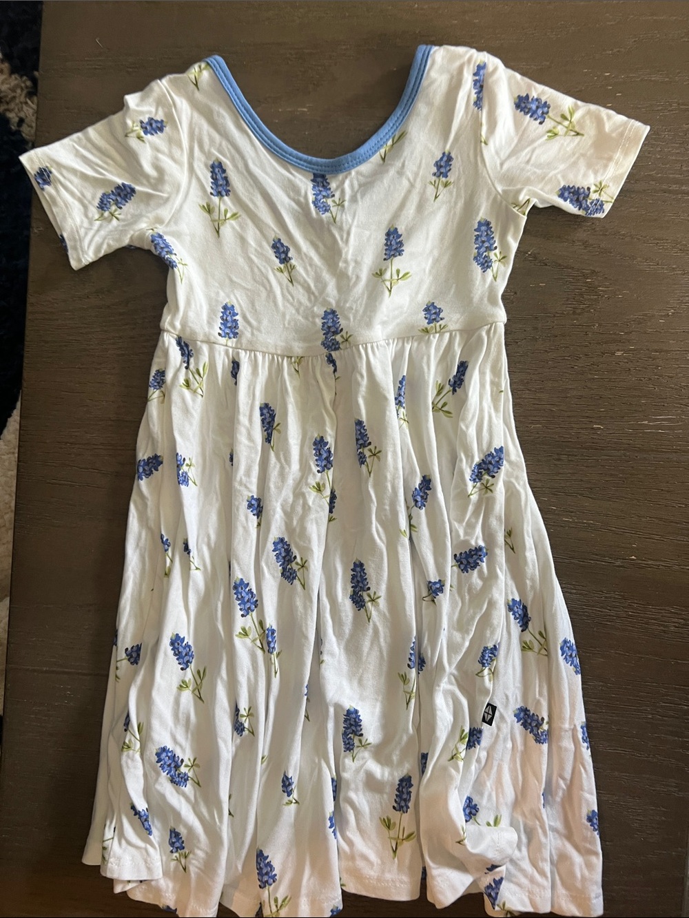 Kyte BABY White Dress with Blue Lavender Print